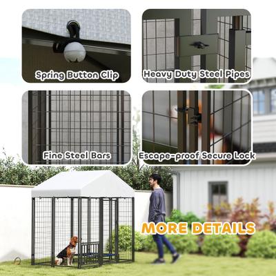 Show full view: PawHut Outdoor Dog Kennel with Adjustable Feeding Bowls slide 8 of 10
