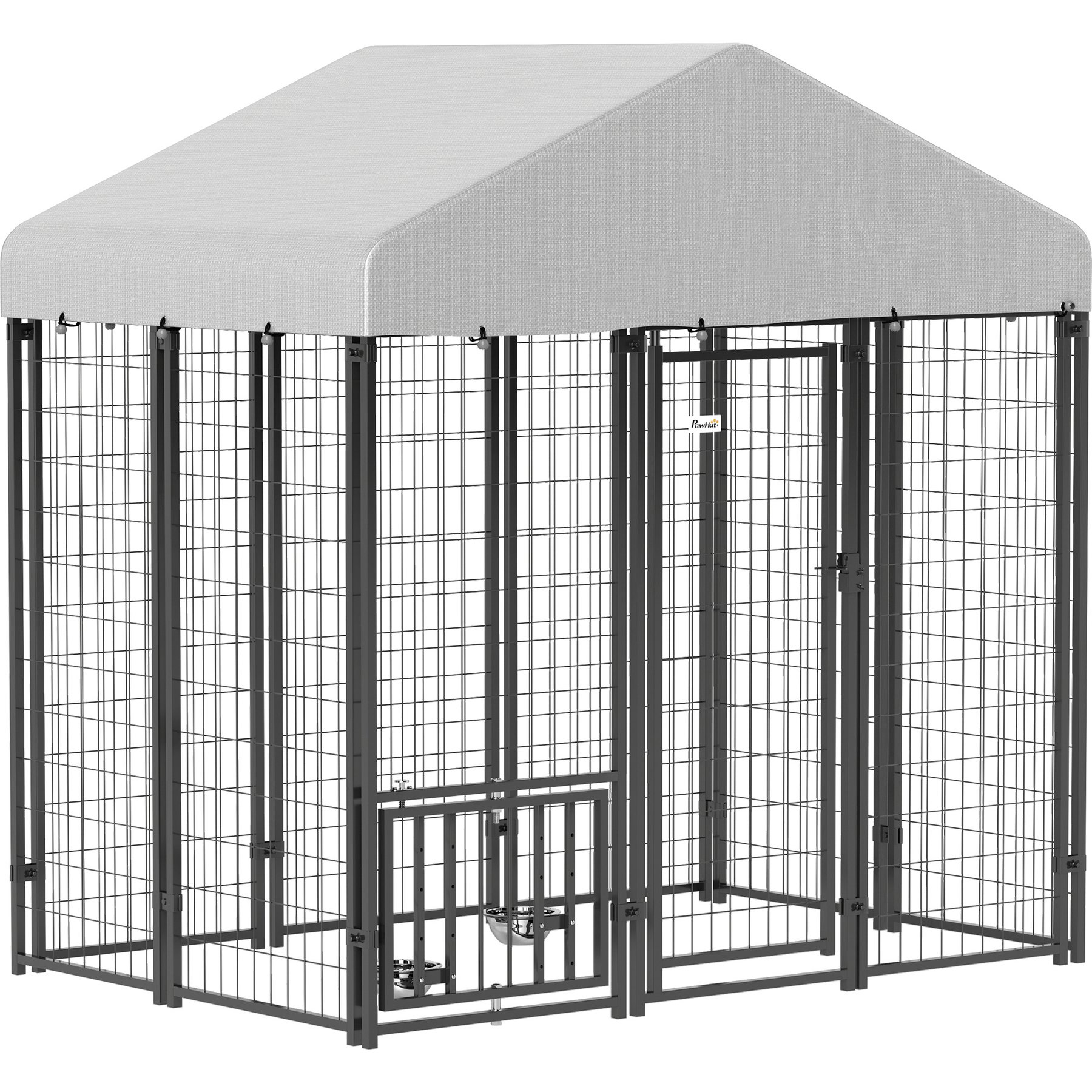 PawHut Outdoor Dog Kennel with Adjustable Feeding Bowls