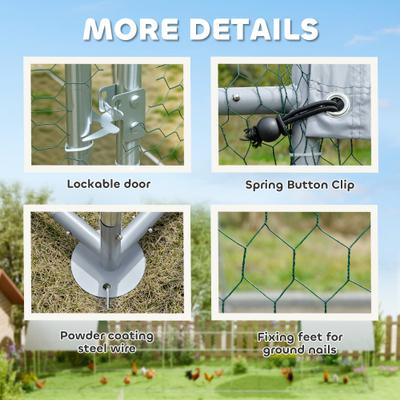 Show full view: PawHut Walk-in Waterproof Metal Chicken Coop slide 6 of 8