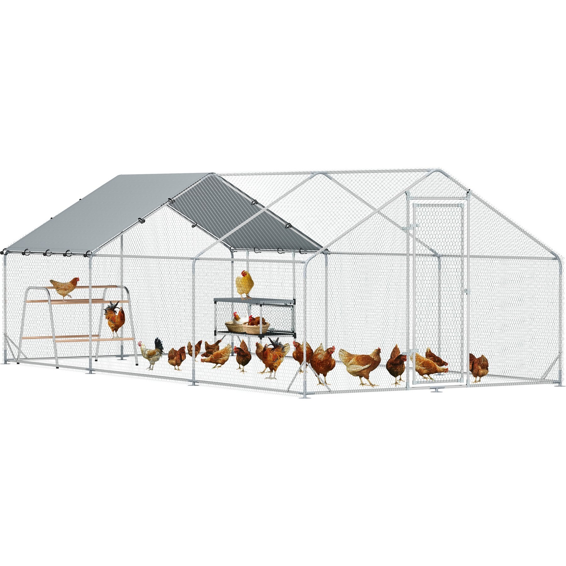 PawHut Waterproof Metal Chicken Coop