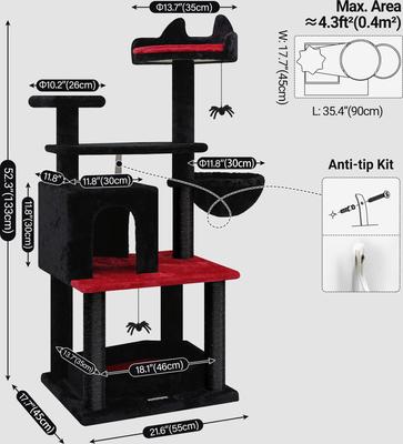 Show full view: Globlazer 52-in Goth Tower Cat Tree, Black Red slide 2 of 7