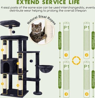 Show full view: Globlazer F65 Extra Large 65-in Cat Tree, Dark Gray slide 6 of 7