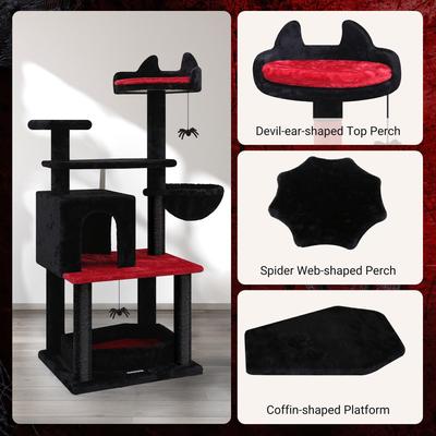 Show full view: Globlazer 52-in Goth Tower Cat Tree, Black Red slide 5 of 7