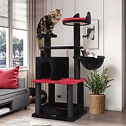 Globlazer 52-in Goth Tower Cat Tree, Black Red