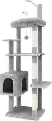 Show full view: Globlazer 64-in Corner Cat Tree, Light Gray slide 8 of 8
