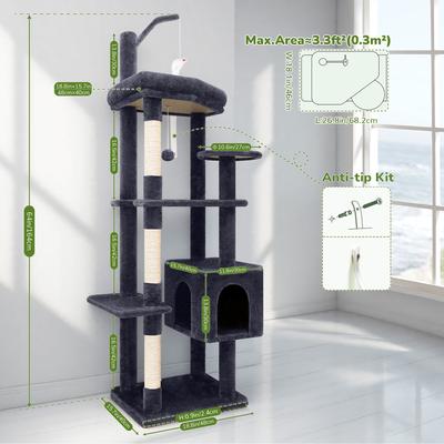 Show full view: Globlazer 64-in Corner Cat Tree, Dark Gray slide 2 of 8