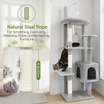 Show full view: Globlazer 64-in Corner Cat Tree, Light Gray slide 7 of 8