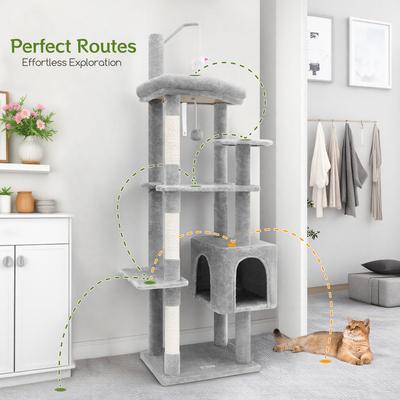 Show full view: Globlazer 64-in Corner Cat Tree, Light Gray slide 3 of 8