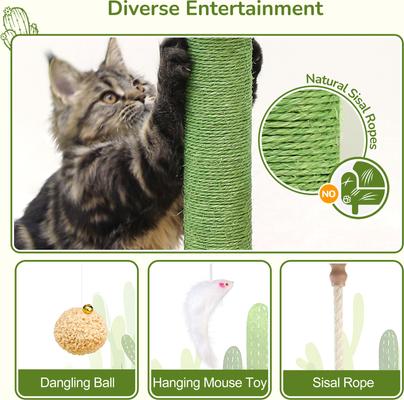 Show full view: Globlazer 61-in Tall Cactus Cat Tree, Green slide 6 of 9