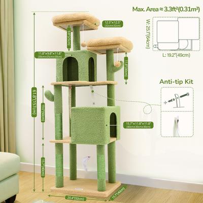 Show full view: Globlazer 61-in Tall Cactus Cat Tree, Green slide 3 of 9