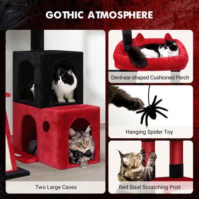 Show full view: Globlazer 50-in Heavy Duty Cat Tree, Black Red slide 5 of 8