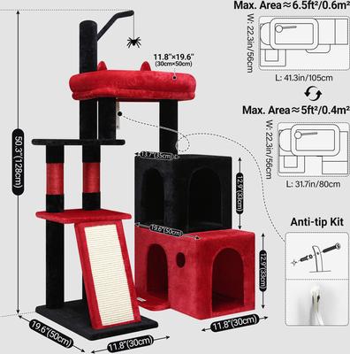 Show full view: Globlazer 50-in Heavy Duty Cat Tree, Black Red slide 2 of 8
