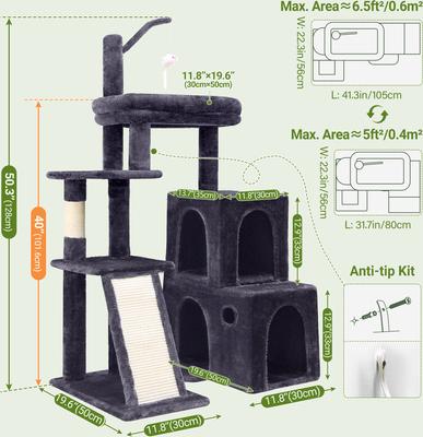 Show full view: Globlazer 50-in Heavy Duty Cat Tree, Dark Gray slide 2 of 8