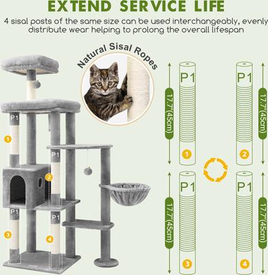 Show full view: Globlazer F65 Extra Large 65-in Cat Tree, Light Gray slide 7 of 8