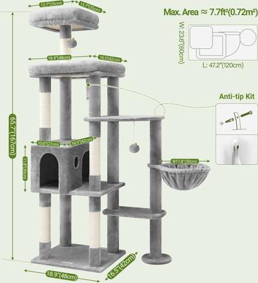 Show full view: Globlazer F65 Extra Large 65-in Cat Tree, Light Gray slide 3 of 8