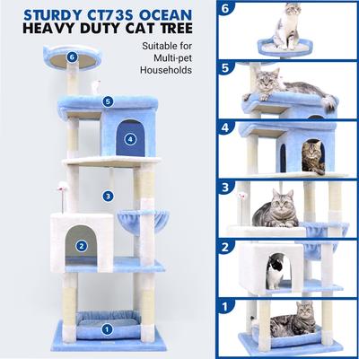 Show full view: Globlazer S72 Heavy Duty 72-in Cactus Cat Tree, Ocean Blue slide 6 of 7