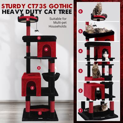 Show full view: Globlazer S72 Heavy Duty 72-in Cactus Cat Tree, Black Red slide 6 of 7