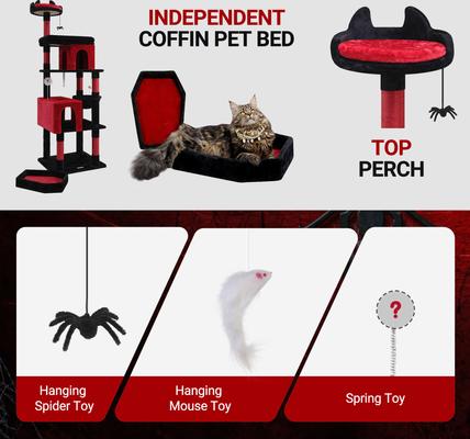 Show full view: Globlazer S72 Heavy Duty 72-in Cactus Cat Tree, Black Red slide 5 of 7