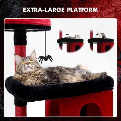 Show full view: Globlazer S72 Heavy Duty 72-in Cactus Cat Tree, Black Red slide 3 of 7