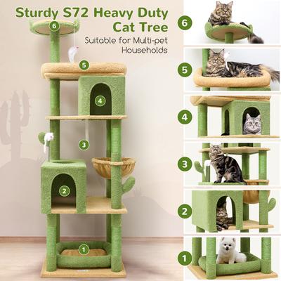 Show full view: Globlazer S72 Heavy Duty 72-in Cactus Cat Tree, Green slide 4 of 8