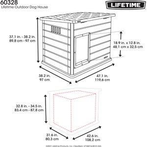 Lifetime Deluxe Dog House, Gray, Large