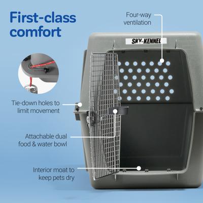 Show full view: Petmate Sky Dog & Cat Kennel, Gray, 48 inches, 90-125-lbs slide 4 of 9