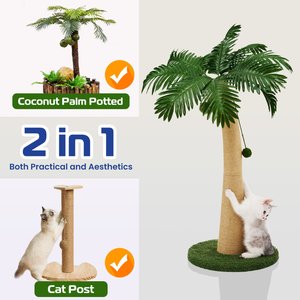 TSCOMON 37.4-in Sisal Cat Scratching Post, Green/Brown