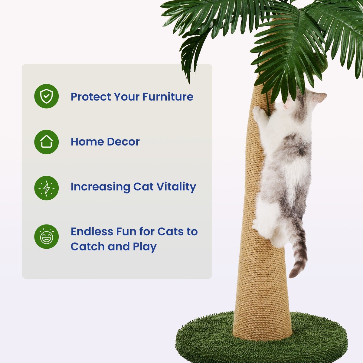 TSCOMON 37.4-in Sisal Cat Scratching Post, Green/Brown