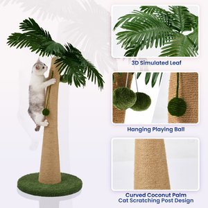 TSCOMON 37.4-in Sisal Cat Scratching Post, Green/Brown