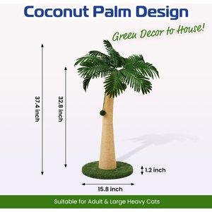 TSCOMON 37.4-in Sisal Cat Scratching Post, Green/Brown