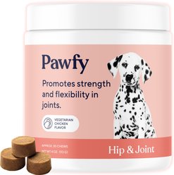 Pawfy Hip & Joint Chicken Flavor Chews Dog Supplement, 180 count bundle