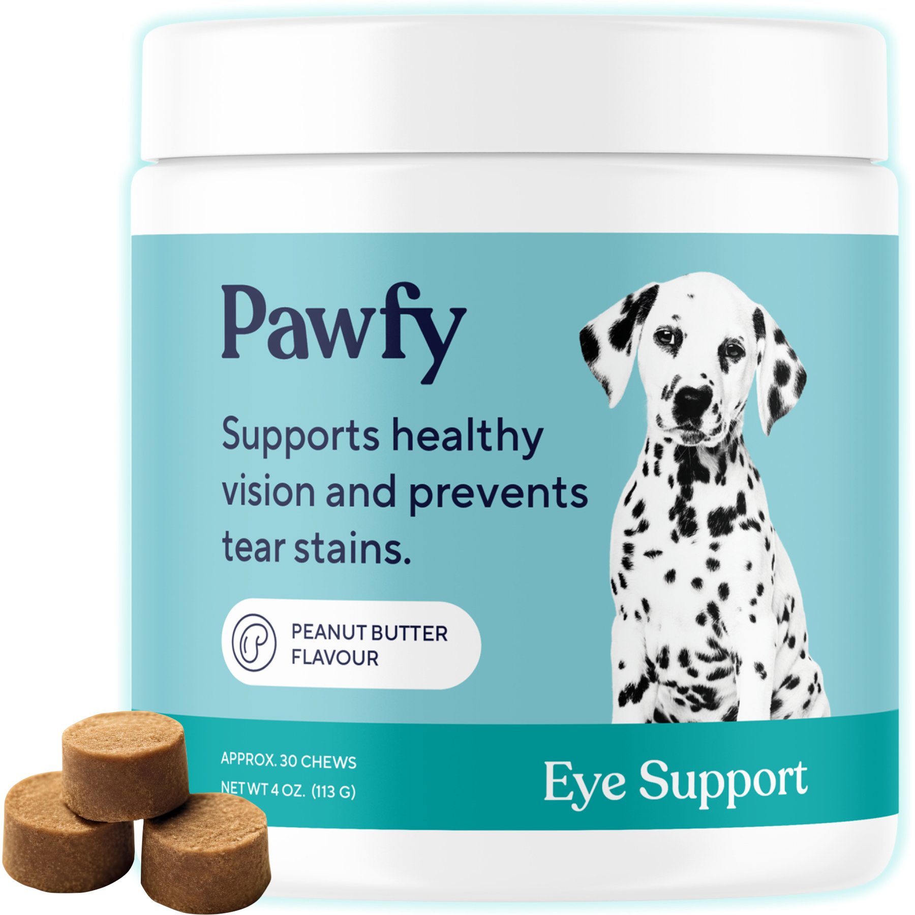 Pawfy Eye Support Peanut Butter Flavor Supplement for Dogs, 180 count bundle