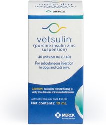 Vetsulin Insulin U-40 for Dogs & Cats, 10-mL + Merck Insulin Syringes U-40 29 Gauge x 0.5-in, 0.5 mL, 100 syringes