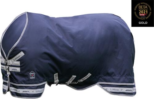 Show full view: LeMieux Arika Featherweight 0-g Horse Turnout Blanket, Navy, 81-in slide 2 of 8