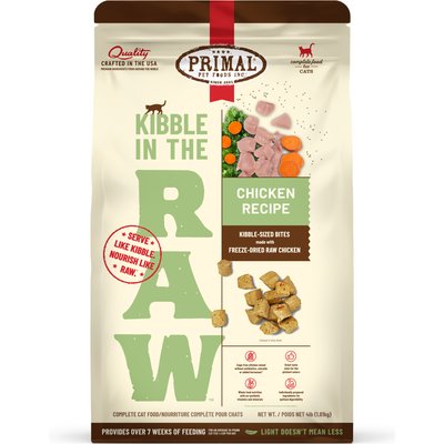Primal Primal Kibble in the Raw Non-GMO Chicken Recipe Freeze-Dried Cat Food, 64-oz bag