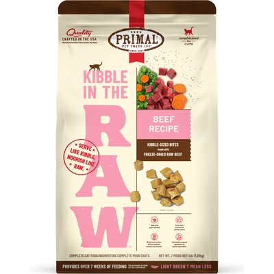 Primal Primal Kibble in the Raw Non-GMO Beef Recipe Freeze-Dried Cat Food, 64-oz bag