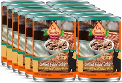 Scoochie Pet Chef Scoochies Recipe with Real Seafood Chunks in Savory Gravy Wet Cat Food, 14-oz can, case of 12