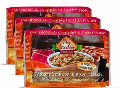 Scoochie Pet Chef Scoochies Recipe Variety Pack with Real Chunky Seafood in Savory Gravy Wet Cat Food, 12-oz pouch, case of 12