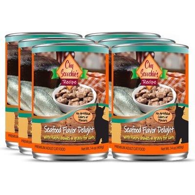 Scoochie Pet Scoochie Pet Chef Scoochies Recipe with Real Seafood Chunks in Savory Gravy Wet Cat Food, 14-oz can, case of 6