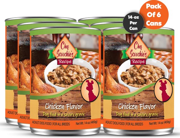 Scoochie Pet Chef Scoochies Recipe with Real Chicken in Savory Gravy Wet Dog Food, 14-oz can, case of 12