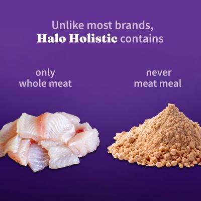 Show full view: Halo Holistic Wild-Caught Whitefish Recipe Sensitive Stomach Support Adult Dry Cat Food, 3-lb bag slide 5 of 12