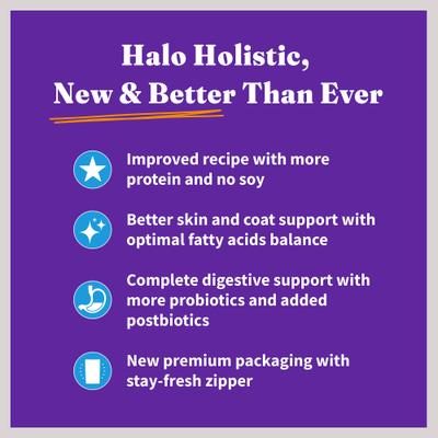 Show full view: Halo Holistic Wild-Caught Whitefish Recipe Sensitive Stomach Support Adult Dry Cat Food, 3-lb bag slide 9 of 12
