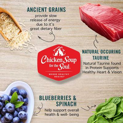 Show full view: Chicken Soup for the Soul Indoor with Hairball Care Tuna & Brown Rice Recipe Dry Cat Food, 12-lb bag slide 7 of 12