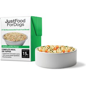 JustFoodForDogs Pantry Fresh Chicken & White Rice Fresh Dog Food, 12.5-oz pouch, case of 12