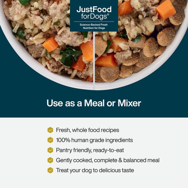 JustFoodForDogs JustFresh Human Grade Home-Cooked Chicken Recipe Wet Dog Food, 12-oz pouch