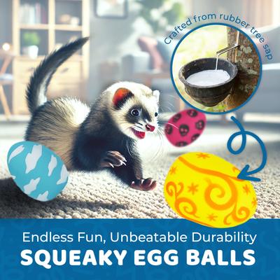 Show full view: SunGrow Soft Rubber Bouncy Egg Ball Dog Squeaky Chew Toys for Interactive Fetch Play, 3 count slide 4 of 7