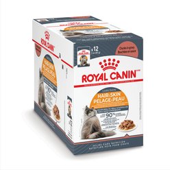 Royal Canin Feline Care Nutrition Hair & Skin Care Chunks in Gravy Pouch Cat Food, 3-oz, case of 12