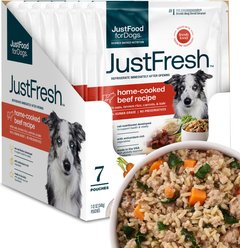 JustFoodForDogs JustFresh Human Grade Home-Cooked Beef Recipe Fresh Dog Food, 12-oz pouch, pack of 7