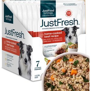JustFoodForDogs JustFresh Human Grade Home-Cooked Beef Recipe Fresh Dog Food, 12-oz pouch, pack of 7