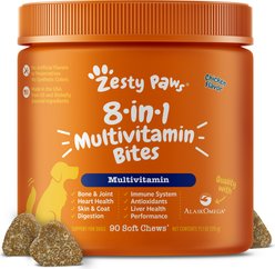 Zesty Paws 8-in-1 Bites Chicken Flavored Soft Chews Multivitamin for Dogs, 90 count
